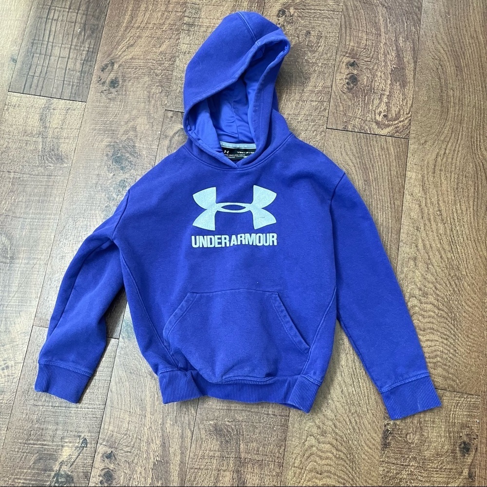 Under Armour threadborne girls hoodie Sz small/8 purple silver cold gear